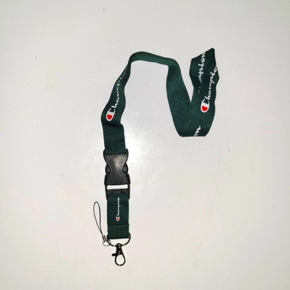 T. Brand New Champion Green One Size Detachable Lanyard with Metal Clip